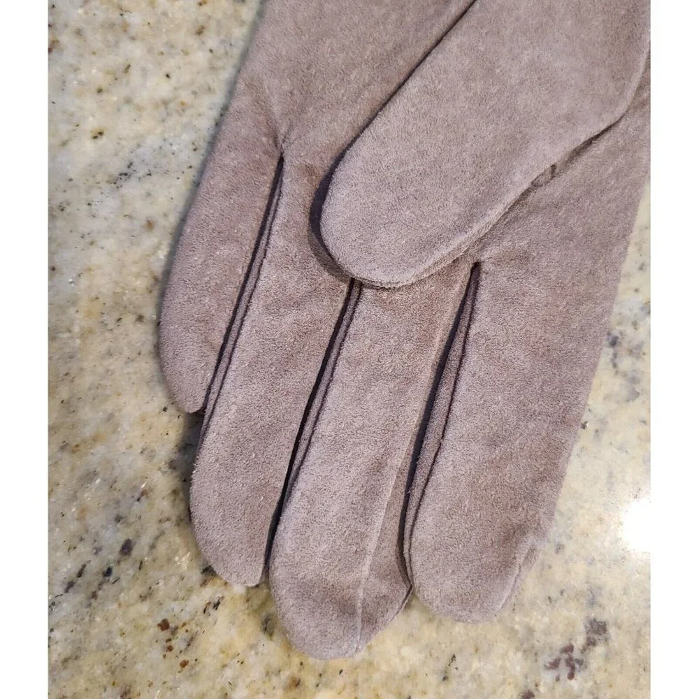 Vtg Fownes Womens Size M Tan Suede Knit Lined 9.5